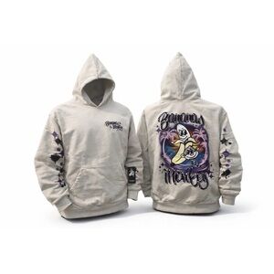 Bananas Monkey Hood Classic Hoodie Bone Graphic Print Airbrushed Vibe Size XL